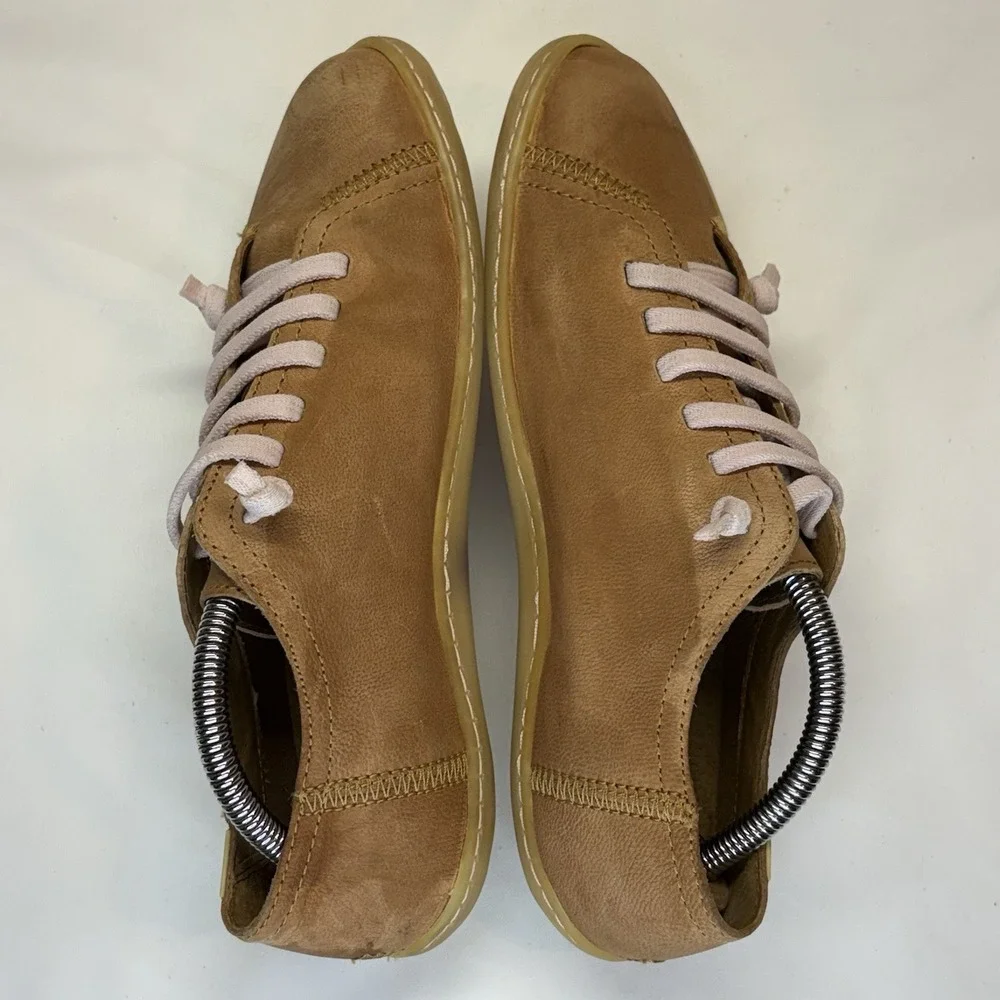 Camper Peu Cami Sneakers EU 38 W US 7.5 M 6 Tan Calfskin Leather Elastic Lace